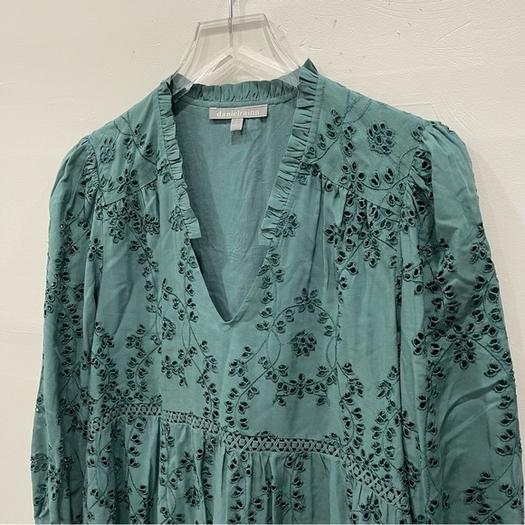 Anthropologie Daniel Rainn Cheyenne Eyelet Blouse in Teal Blue Small - Picture 3 of 10